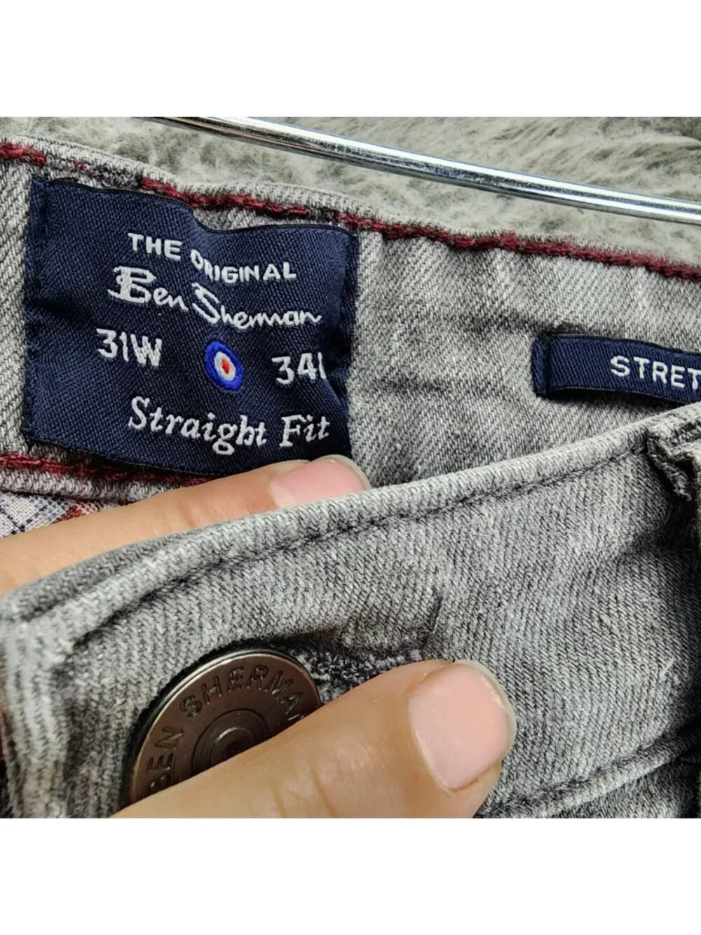 Ben Sherman Jeans Mens 31x34 Gray Stretch Mid Rise Straight Fit *NWT*